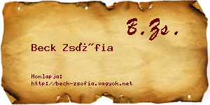Beck Zsófia névjegykártya